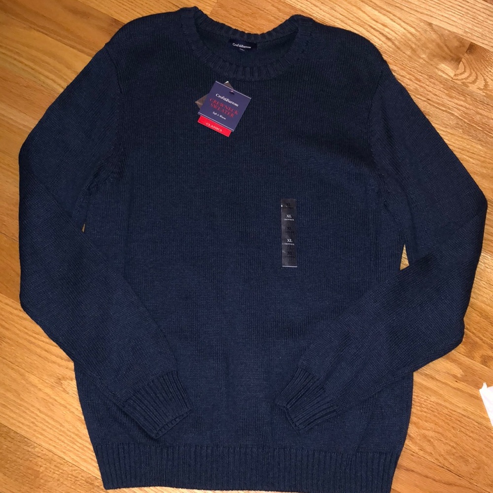 NWT MENS XL CROFT & BARROW CREW NECK NAVY HEATHER SWEATER